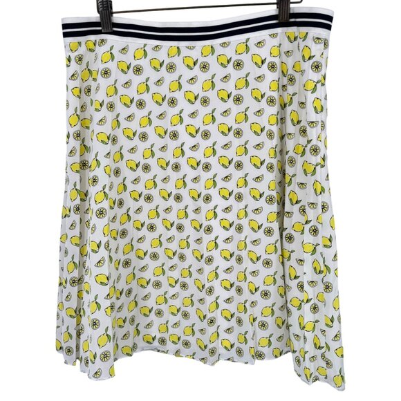 J.Crew Women's Lemon yellow  Print A-Line Skirt Size 14 lined - Picture 1 of 7